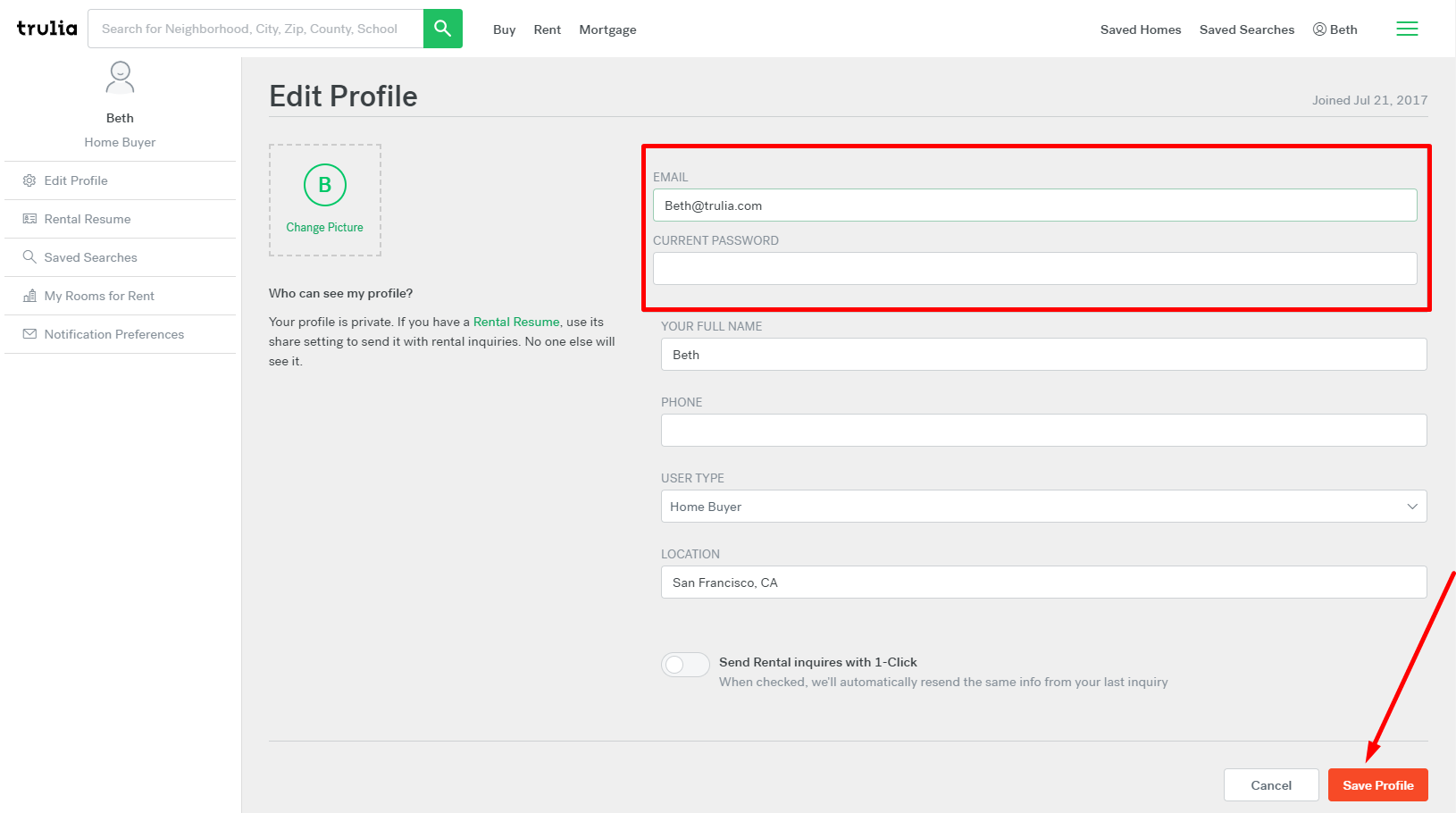 How Do I Update My Email Address Or Password Trulia